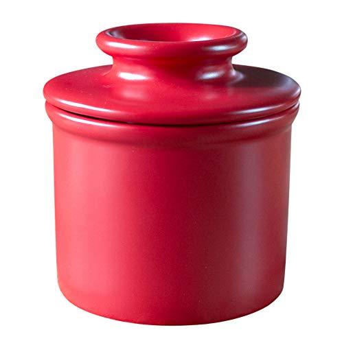 The Original Butter Bell crock by L. Tremain, French Ceramic Butter Dish, Classic Retro Matte Finish, LipstickRed