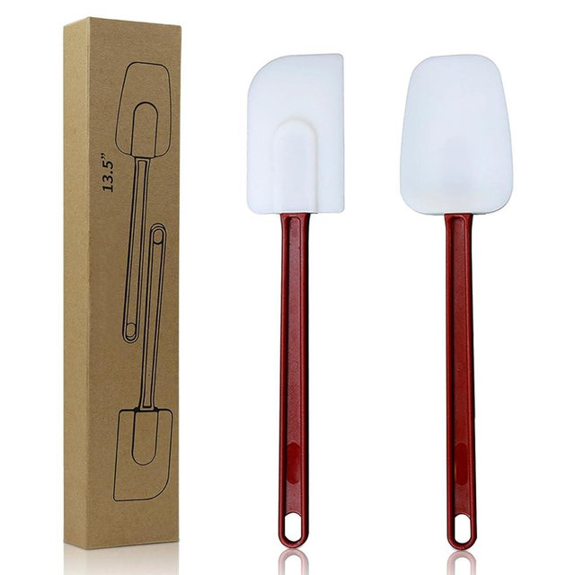 13.5 INCH Silicone Spatulas Heat Resistant Heavy Duty Rubber Spatulas Commercial Spatulas Set for Kitchen Use Silicone Cooking Utensils Sets of 2