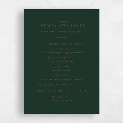 Green Simple Wedding Program - Colfax
