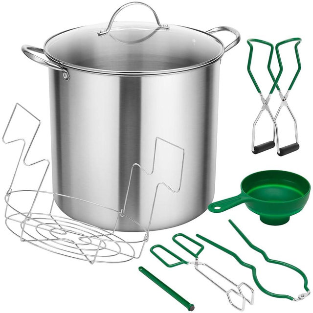 21.5Qt Water Bath Canner with Glass Lid and Jar Rack, Stainless Steel Canning Kit with Canning Tool Set