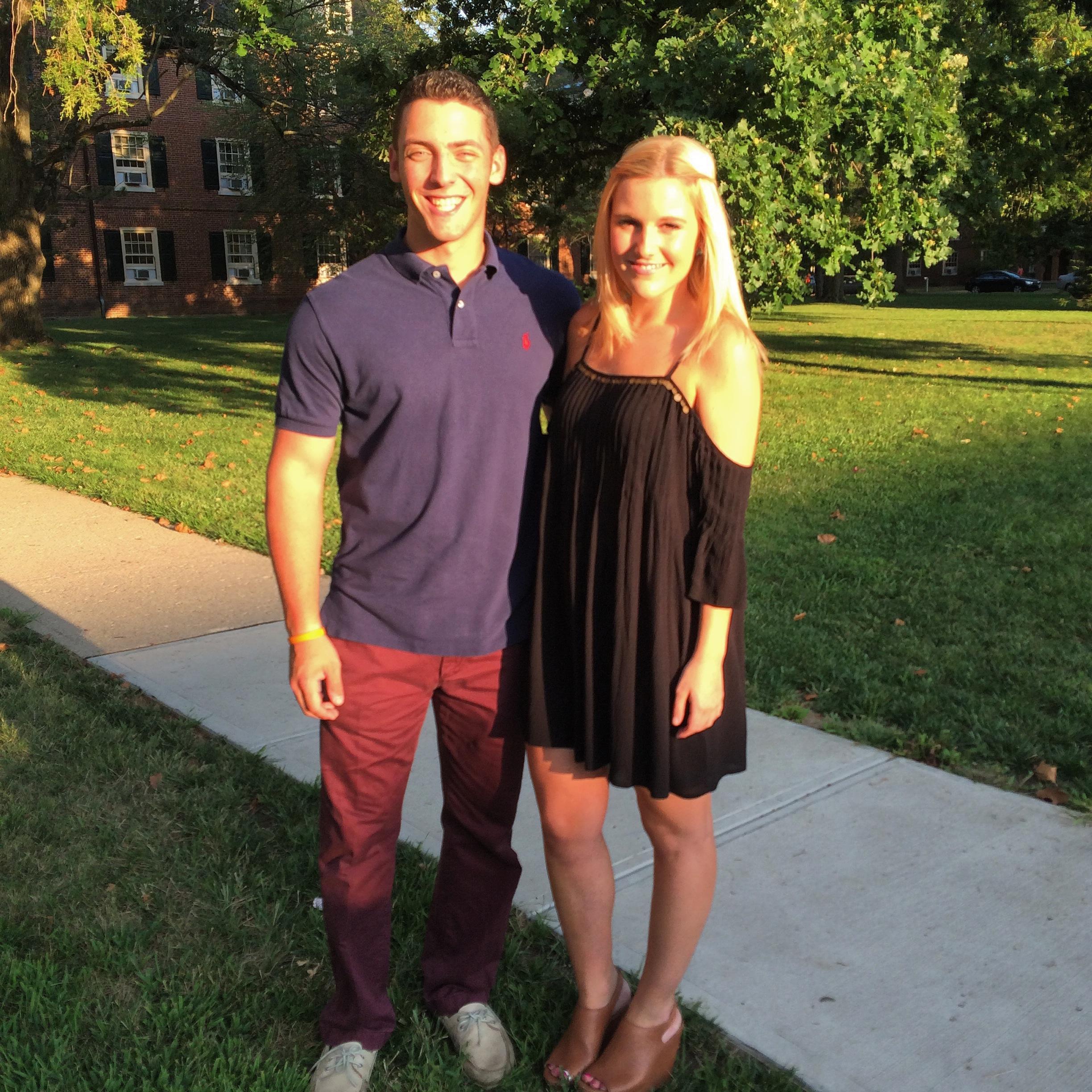 Our first date - my mom made Liz take a photo of the 'boy' I was going on a date with. Taken outside sorority quad, so a lot of people saw us make Matt do this. Part of our charm :)