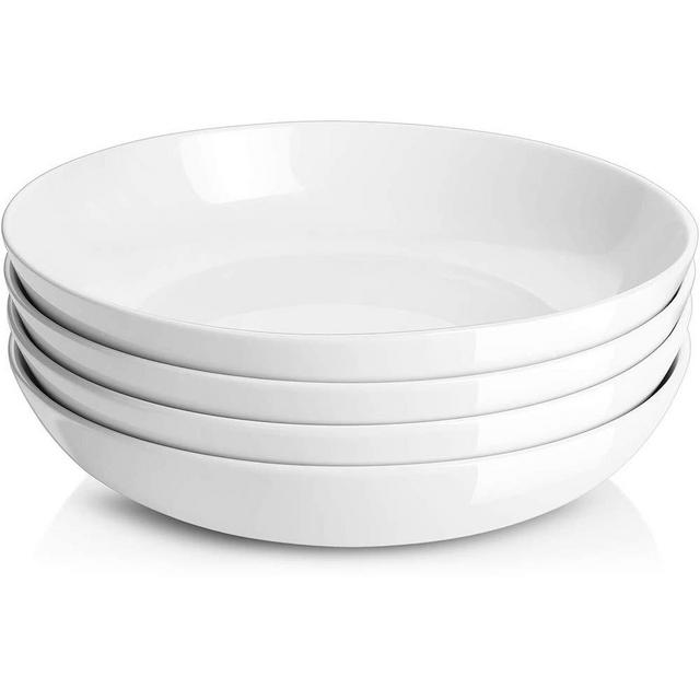 DOWAN 9.75" Large Pasta Bowls, White set of 4