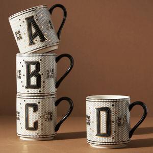 The Bistro Tile Stoneware Mug: Letter "K"