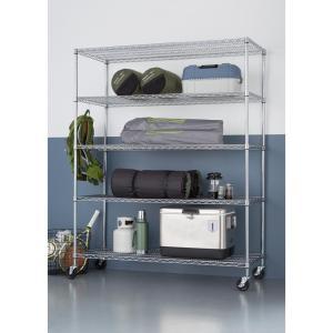 Trinity 5-Tier Heavy Duty Wire 60 in. x 24 in. x 72 in. Shelving Rack with Wheels in Chrome-TBFC-0904 - The Home Depot