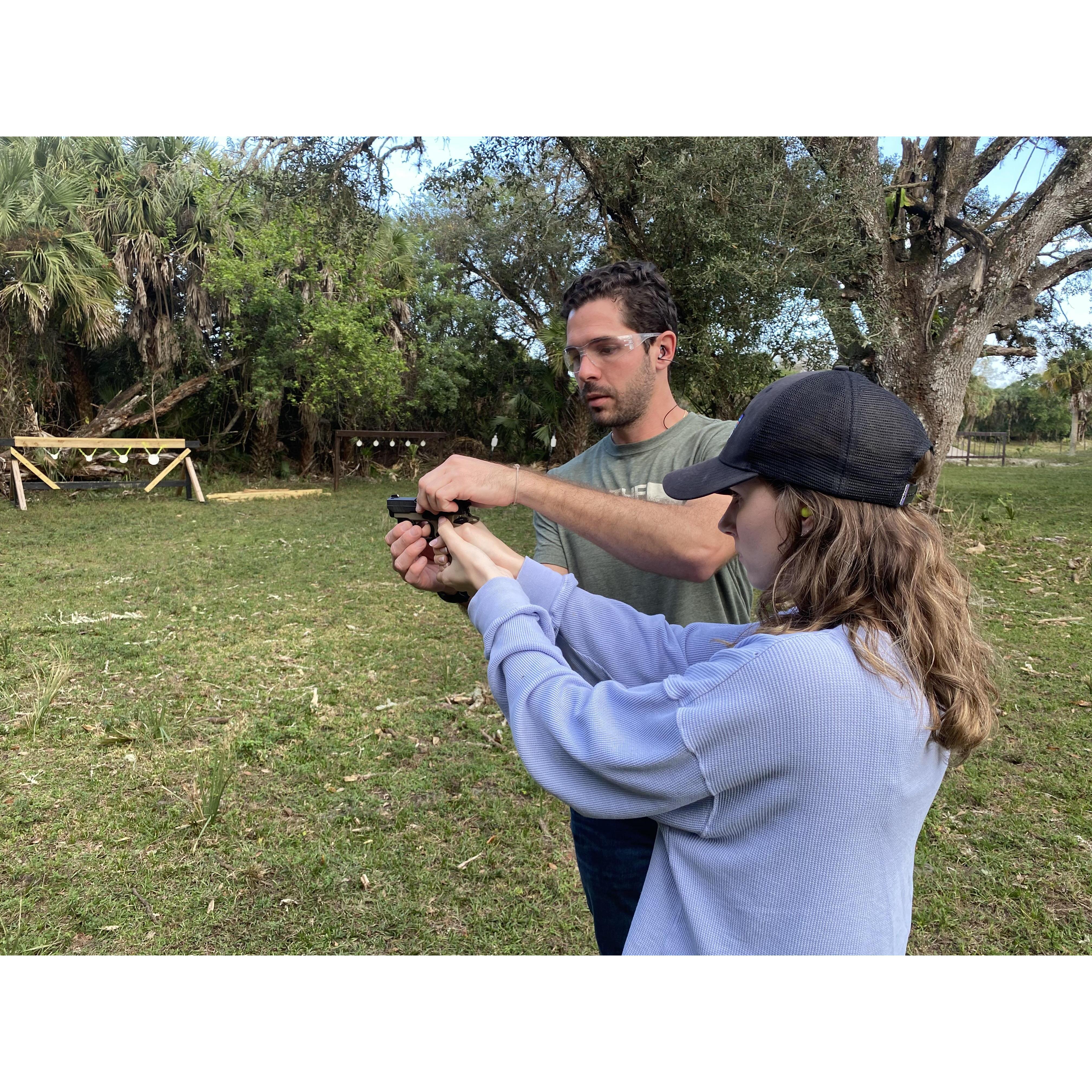 Chris showed me how to shoot all of the guns he has.  Turns out Steph is a pretty good shot.
