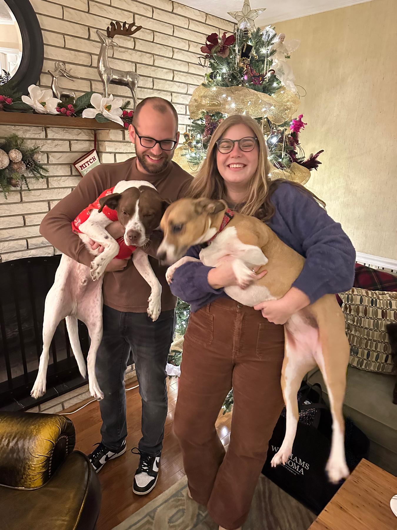 Christmastime with our son, Quincy (left) and Mitch's niece, Riley (right).