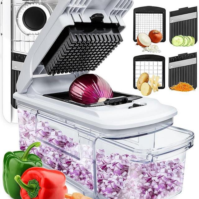 Fullstar 4-in-1 Vegetable Chopper, Mandoline Slicer - Multi Blade French Fry Cutter & Veggie Dicer - With Catch Tray, Fingerguard And More Kitchen Gadgets