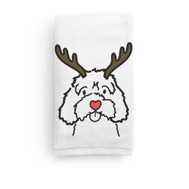 Inkopious Red Nose Cavapoo Terrier Decorative Hand Towel - Christmas Holiday Home Decoration