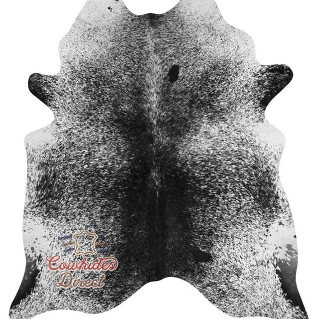 Cowhides Direct Genuine Cowhide Rug (Salt & Pepper) - Authentic With Non-Slip Suede Backing for Living Room, Bedroom & More - Decorative (Black, 7x6 XL)