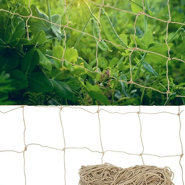Jute Twine Trellis Netting Heavy Duty Climbing Plant Support Net for Outdoor Garden Vine Plants and Wall Decoration (2 x 3m / 78.7 x 118.1in)
