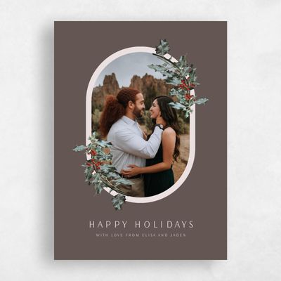 Dark Taupe, Brown Holiday Card - Sagle