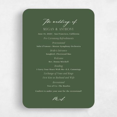 Green Rounded Wedding Program - Uzes