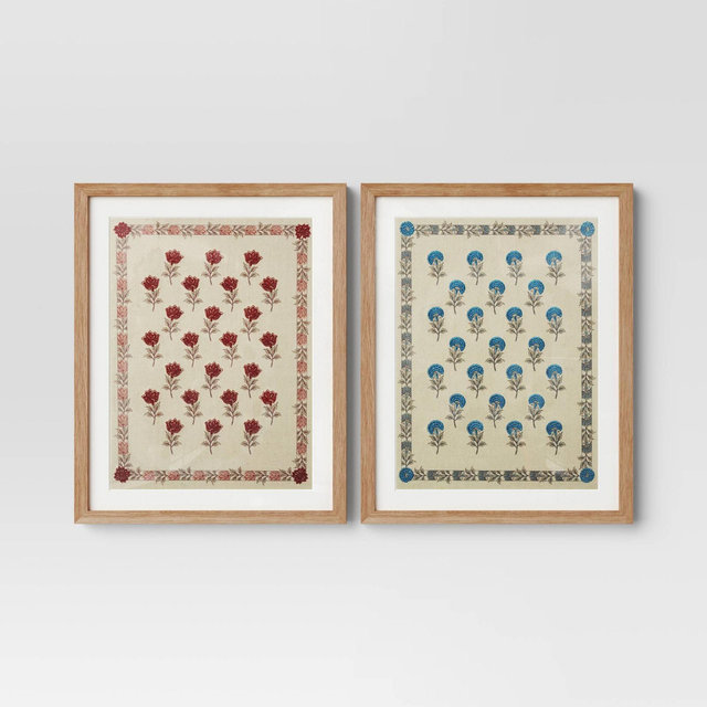 16"x 20" Embroidered Floral Textile Wall Decors Neutrals - Threshold™