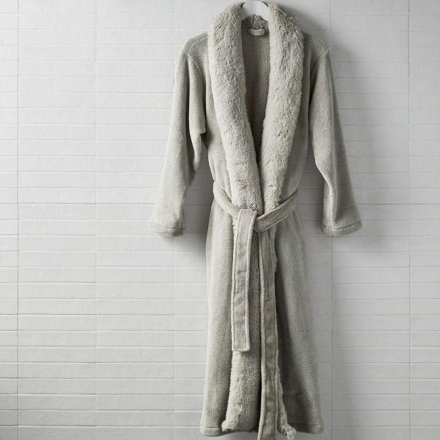 Light Gray Alpine Faux Fur Robe, Small