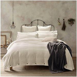 Washed Cotton Duvet Cover Set - 3 Piece (King, Off-White)