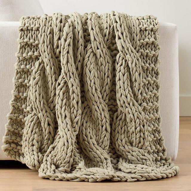 Colossal Handknit Throw, Lichen, 44" x 56"
