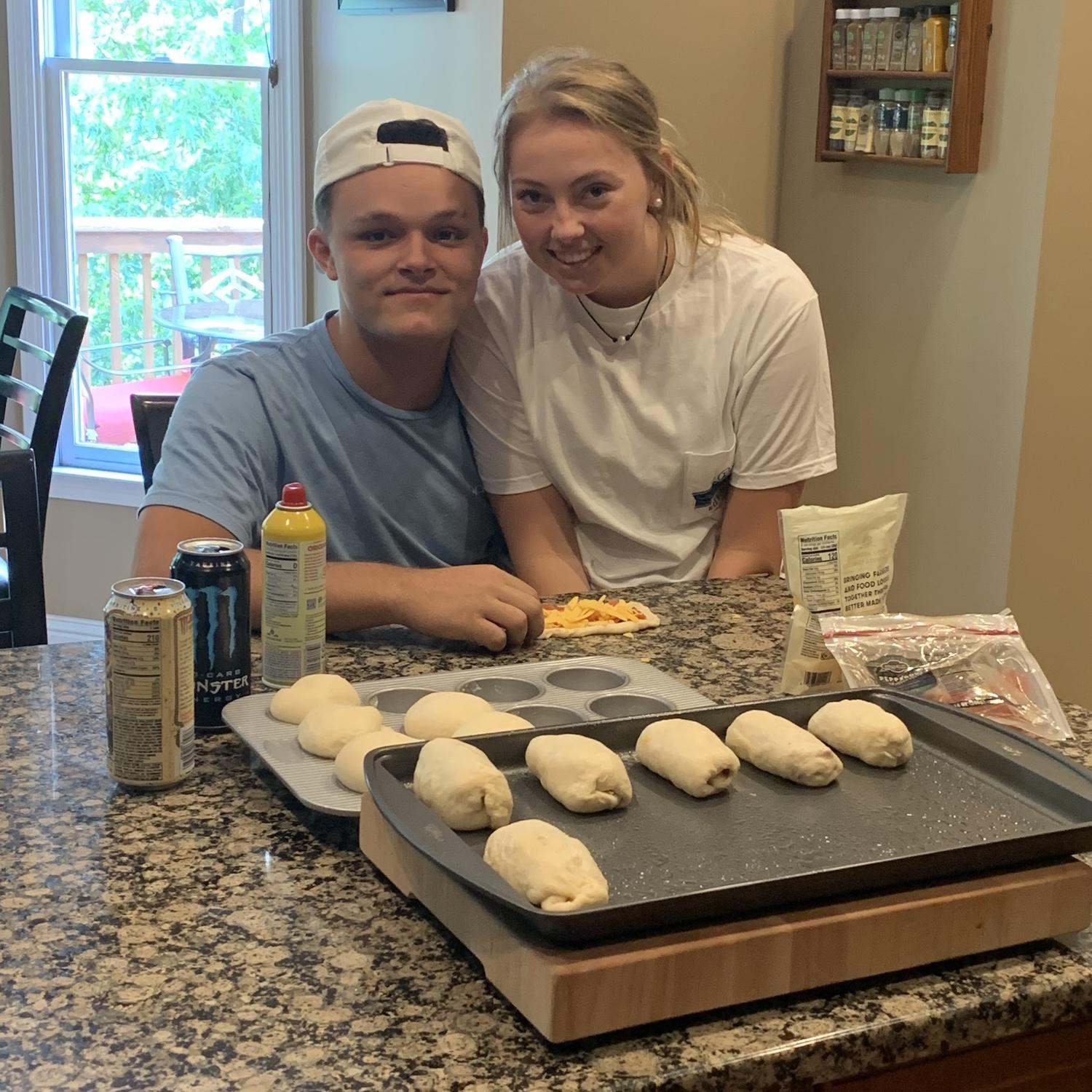 Teaching Allie about pepperoni rolls