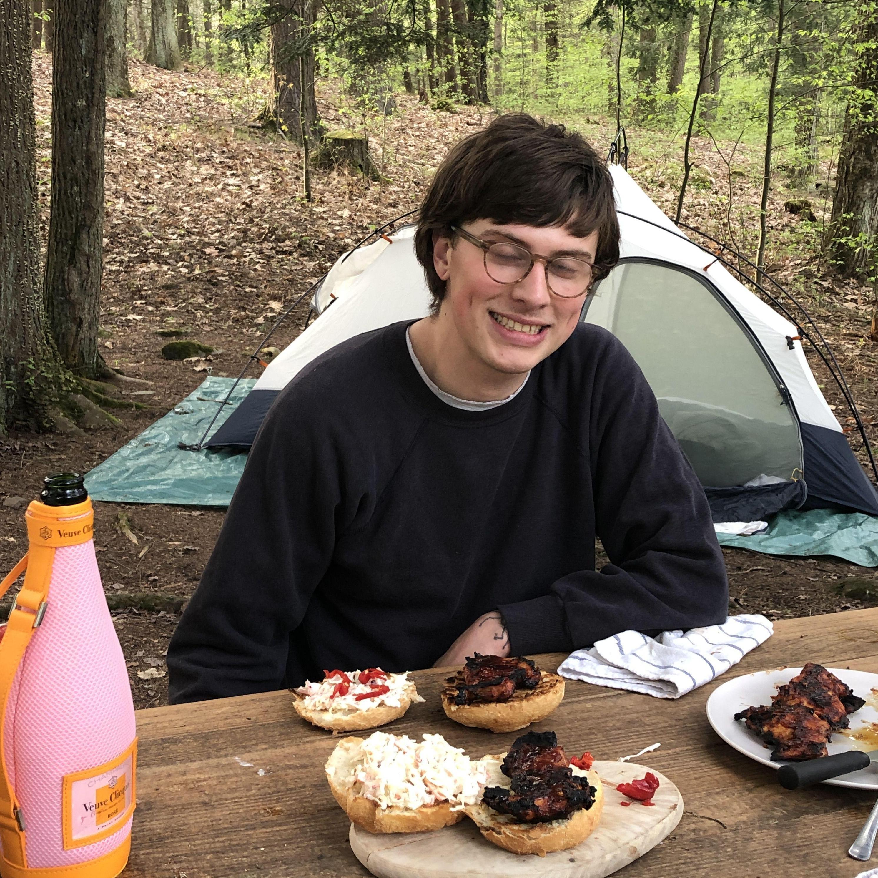 Camping in the frog swamp with some Veuve, 2020