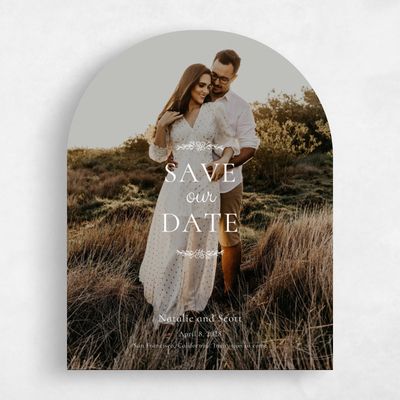 White Arch Wedding Save the Date - Harper Photo