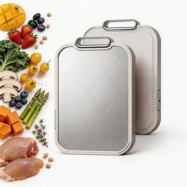 Double Sided Cutting Board – 100% Pure Titanium & Food-Safe PP Surface (17.5"x11.9"x1") – 2-in-1 Chopping Board for Raw Meat and Veggies, with Anti-Slip Feet, Juice Groove, Easy to Clean,Large Size