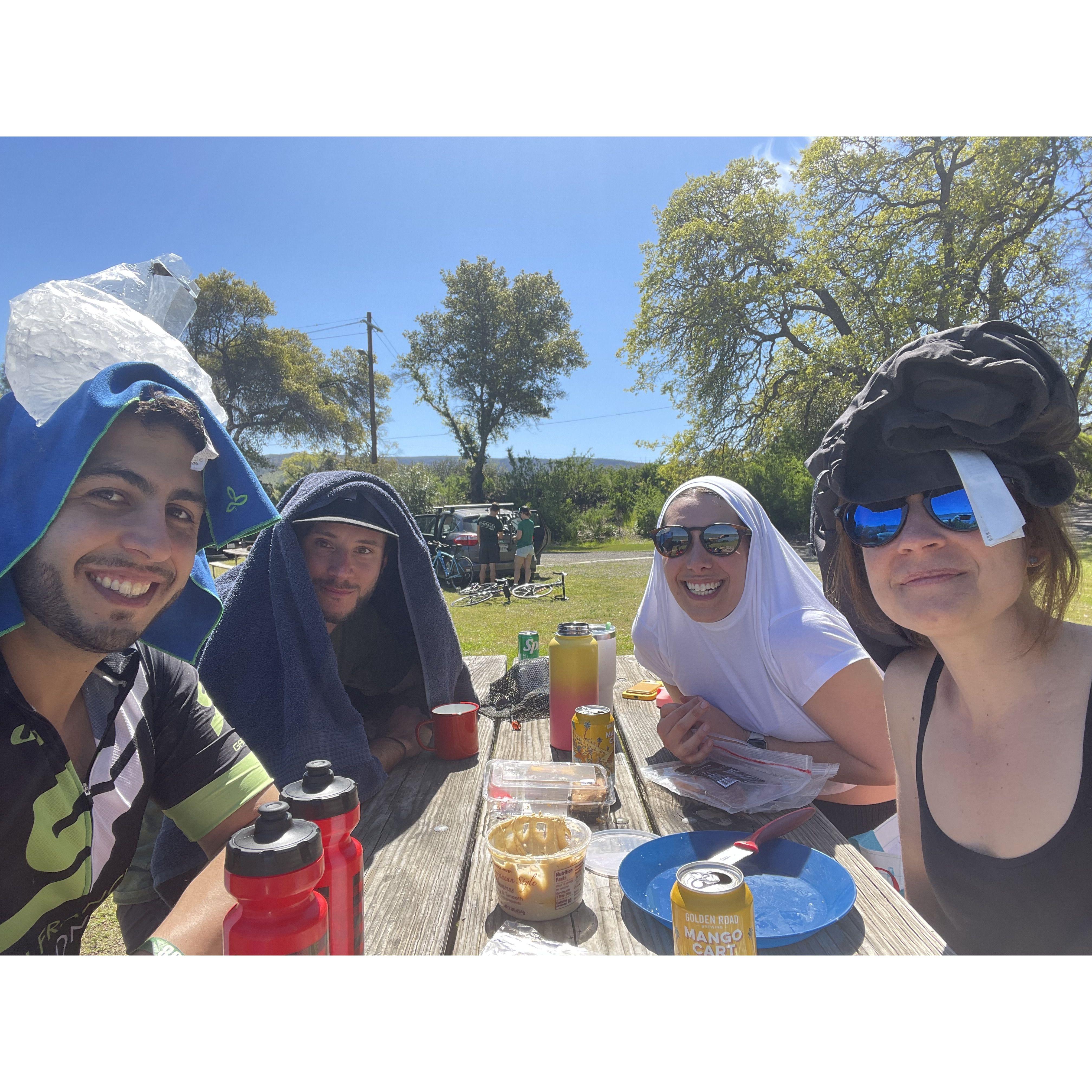 Triathlon camping weekend san hats