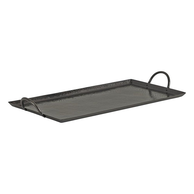 Kate and Laurel Sanzo Modern Glam Hammered Rectangle Metal Tray, 22 x 10, Gray Gunmetal, Rectangular Metal Decorative Tray with Hammered Surface and Minimalist Metal Handles