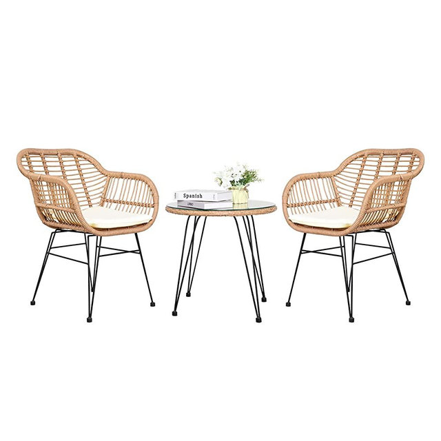 PAOLFOX 3 Piece Patio Set,Outdoor Bistro Set,Wicker Chairs,Porch Furniture,Patio Conversation Sets,Wicker Patio Furniture Sets,Rattan Chair,Balcony Furniture,Pool Furniture,Outdoor Chairs Set of 2
