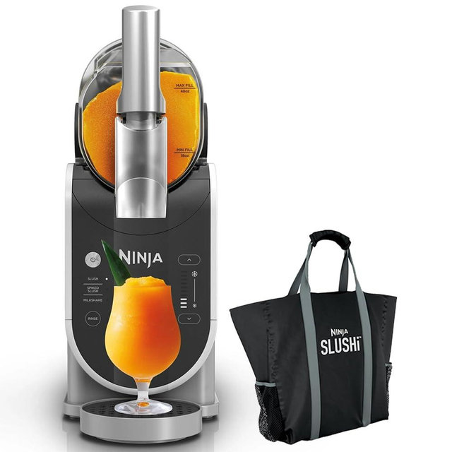Ninja FS300 SLUSHi 72oz. Frozen Drink & Slushie Machine (Renewed) Bundle with Ninja SLUSHi Travel Party Tote Black