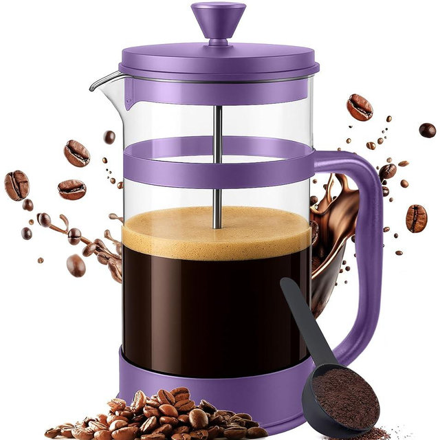Utopia Kitchen 34 Ounce 1 Liter French Press Coffee Maker, Tea Maker, Travel Coffee Presses, Heat Resistant Thickened Borosilicate Coffee Pot for Camping Travel Gifts, Plum Pack of 1