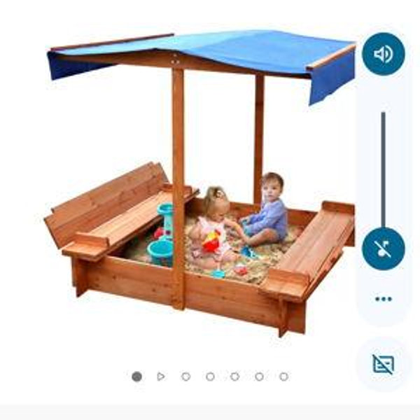 Sandbox with canopy to protect from sun