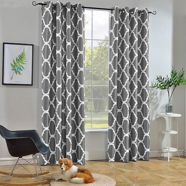 Melodieux Moroccan Fashion Room Darkening Blackout Grommet Top Curtains, 52 by 63 Inch, Grey (1 Panel)
