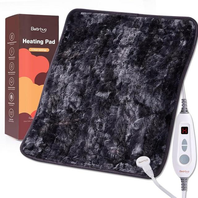 Bearhug XL Electric Heating Pad 20''x24'' Double-Sided Faux Fur Heated Pad, 6 Heat Levels, 2H Auto-Off, Moist & Dry Heat Therapy for Back Pain Relief, Machine Washable, ETL Certified, Gift Box