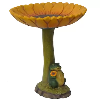Garden Treasures 20-in H Yellow/Green Resin Complete Birdbath