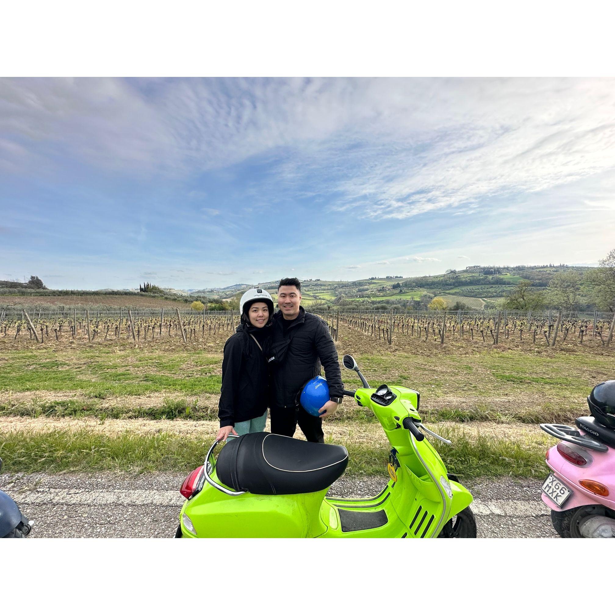 Vespa tour in Tuscany, Italy in 2023.