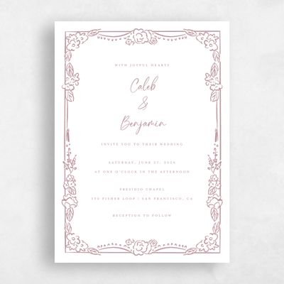 Dusty Rose, Pink Wedding Invitation - Oia Classic