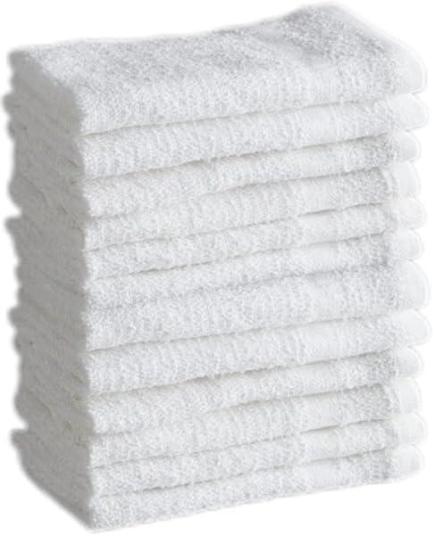 QUBA LINEN 100% Cotton - Wash Cloth Set - Pack of 24, Flannel Face Cloths, Highly Absorbent and Soft Feel Fingertip Towels (White, 12x12 Pack of 12)