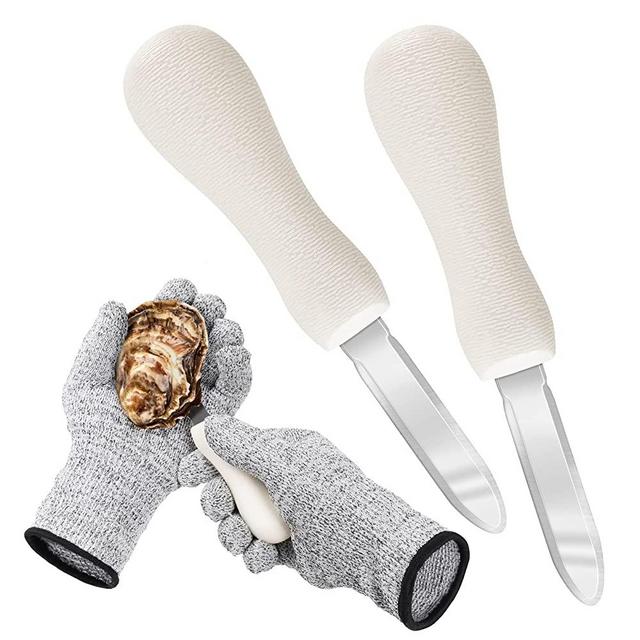 Nonley Oyster Shucking Knife, Oyster Knife Shucker Set with Professional Grade Cut Resistant Gloves | Oyster Shucker Clam Knife, Seafood Opener Seafood Tools Set 2PC