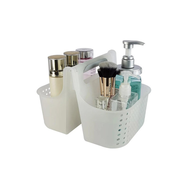 J&V TEXTILES Portable Shower Caddy, Bathroom Organizer Basket, Perfect Size for Dorm/College, Plastic Bath Tote, Dries Quickly with Drainage Holes