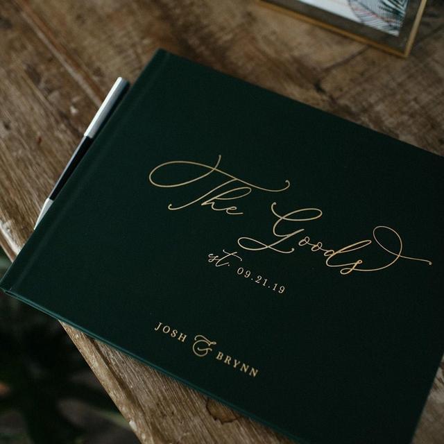 Wedding Guest Book Wedding Guestbook Landscape Horizontal Guest Book Gold Foil Guest Book Personalized Hardcover Guest Book Photo Guest Book