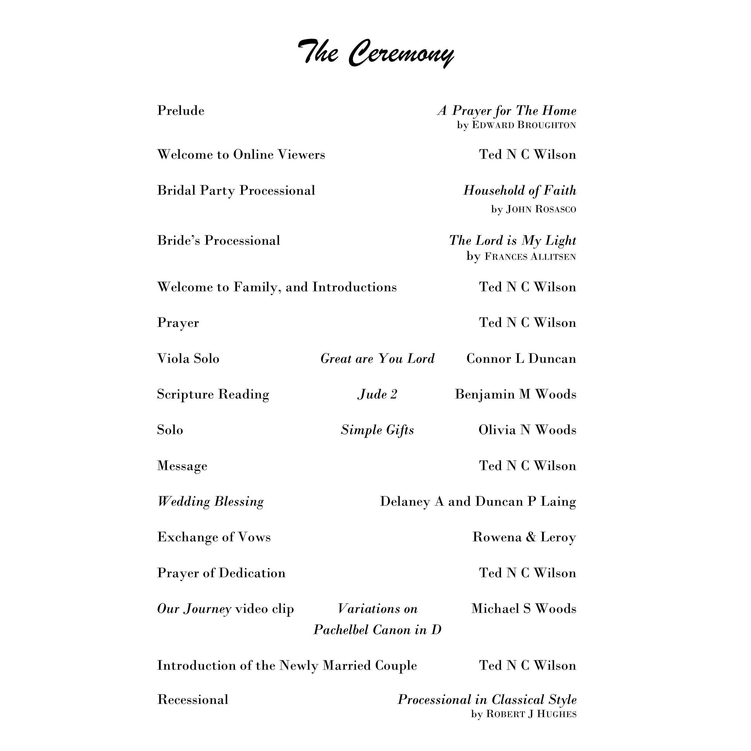The Ceremony - program