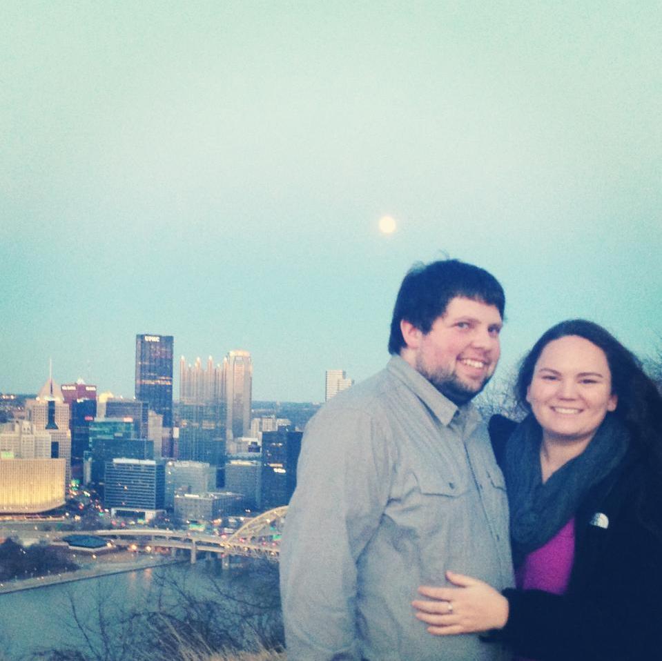 At the overlook on Mt. Washington during one of Kelley's visits to Pittsburgh before we moved there.