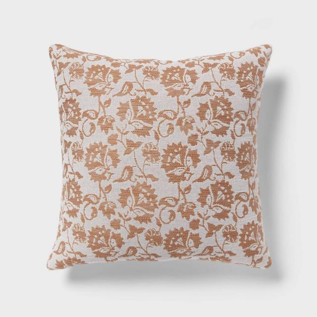 Trad Printed Floral Dec Pillow Euro Brown - Threshold™