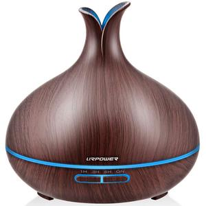 URPOWER 400ml Essential Oil Diffuser Wood Grain Diffuser with Auto Shut-off, 7 Color Light Aromatherapy Oil Diffuser Humidifier and 4 Timer Settings Humidifiers for Bedroom Office
