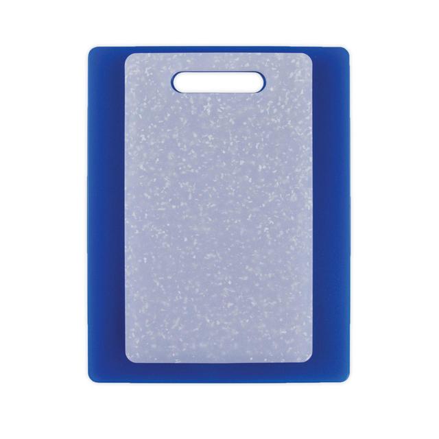Dexas® 2-Piece Poly Cutting Board Set in Blue/Granite