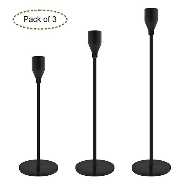 Taper Candle Holders Black Table Decorative Candlestick Holder for Wedding Dinning Party Candle Holders for Taper Candles Metal Candle Stand Metal Candelabra Fits 3/4 Inch Slim Candles & Led (Black)
