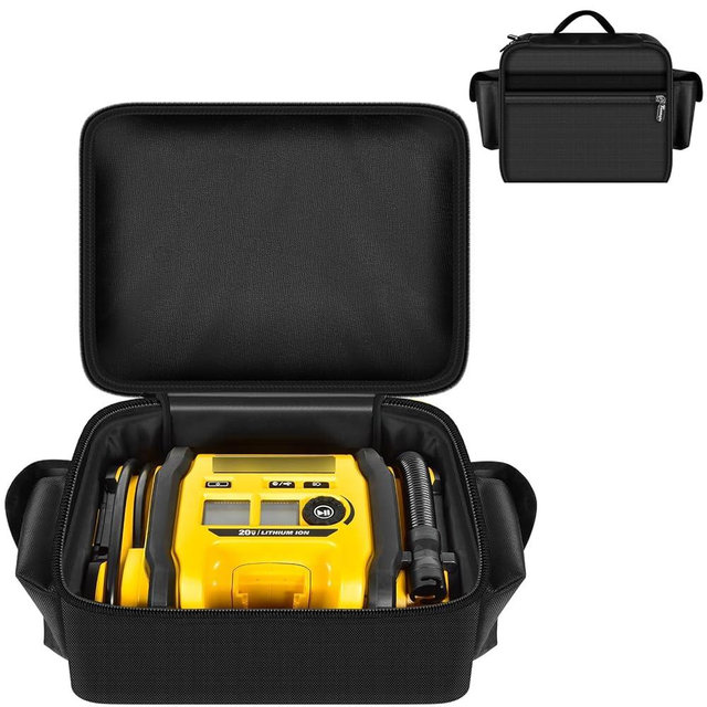 Air Compressor Bag Case Compatible with DEWALT 20V MAX Tire Inflator DCC020IB, Cordless Tools Storage Holder Organizer with Pocket for Battery Pack and Charging Kit(Box Only, All Black)
