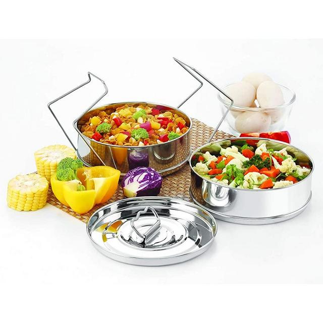 Stackable Stainless Steel Insert Pans - 3QT- Inserts for Instant Pot - Pan for Instapot - Accessories for Instant Pot 3QT and above - Pressure Cooker Steamer Pan Accessories (3QT)