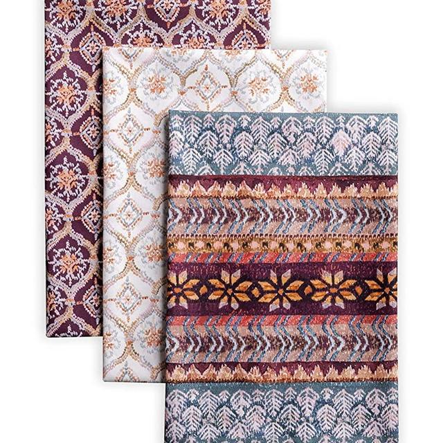 Maison d' Hermine Fair Isle 100% Cotton Set of 3 Multi-Purpose Kitchen Towel Soft Absorbent Dish Towels | Tea Towels | Bar Towels | Thanksgiving/Christmas (20 Inch by 27.50 Inch)