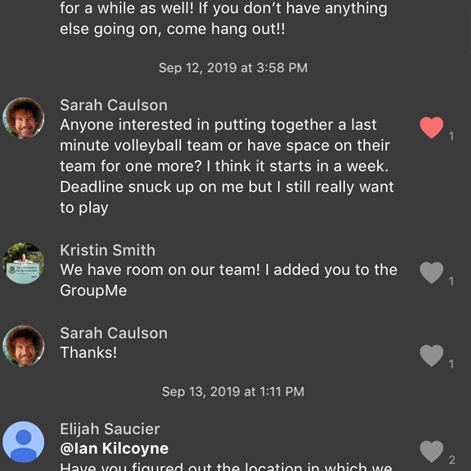August 30, 2019: Sarah joins a volleyball team at random. -Kingsport, TN