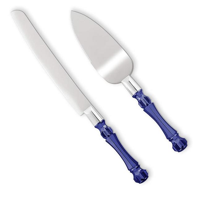 Homi Styles Cake Knife and Server - Wedding Cake Knife Set - Serving Set for Receptions, Birthdays - Cake Cutting Set - Match the Color to Your Event Theme - Cake Knife and Cutter (Blue)
